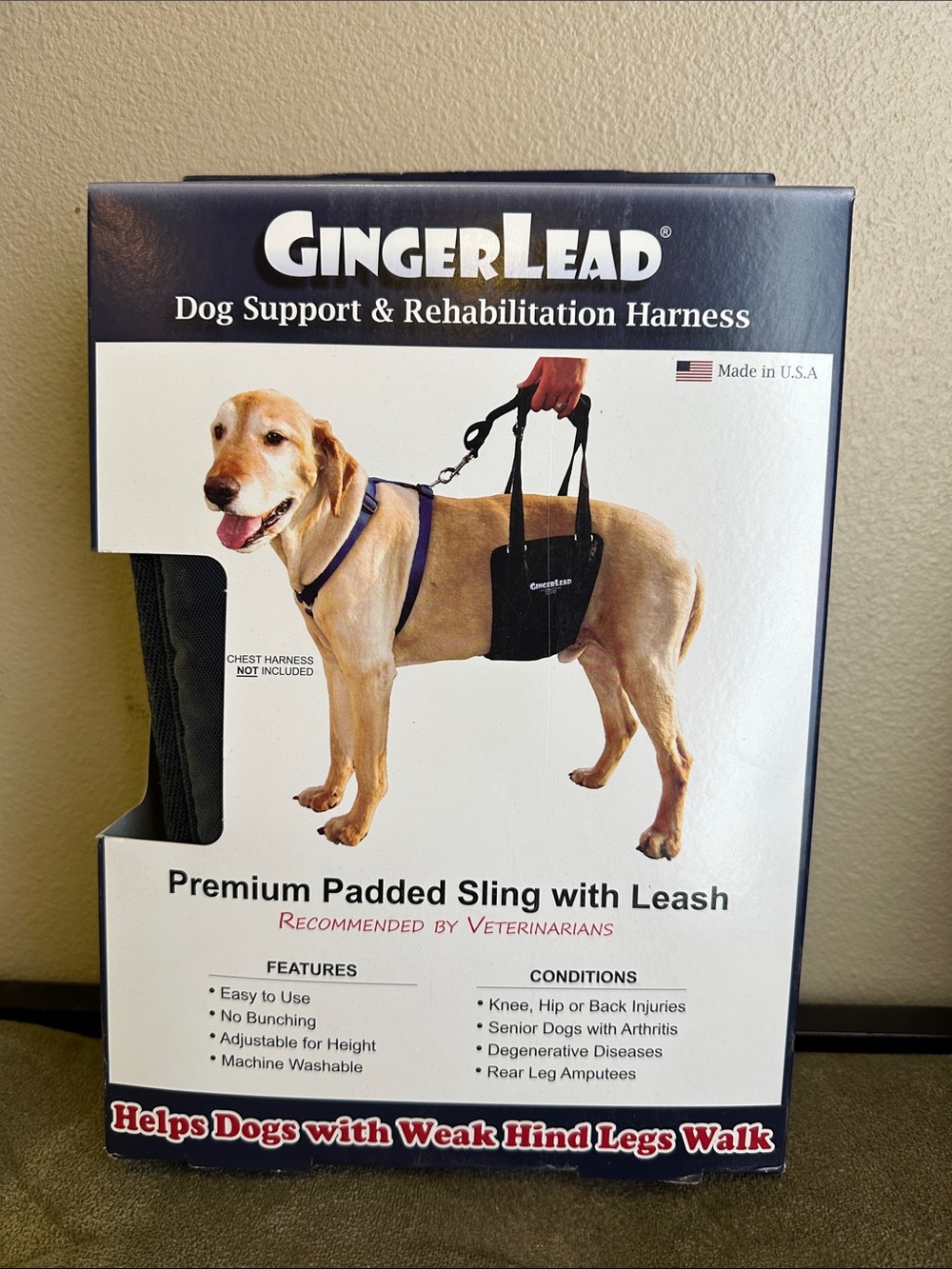 Premium Padded Sling with Leash — Black